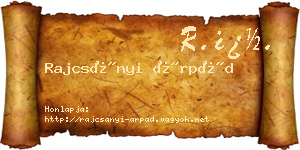 Rajcsányi Árpád névjegykártya